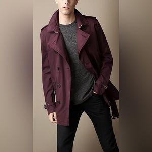 BURBERRY men trench coat wine color